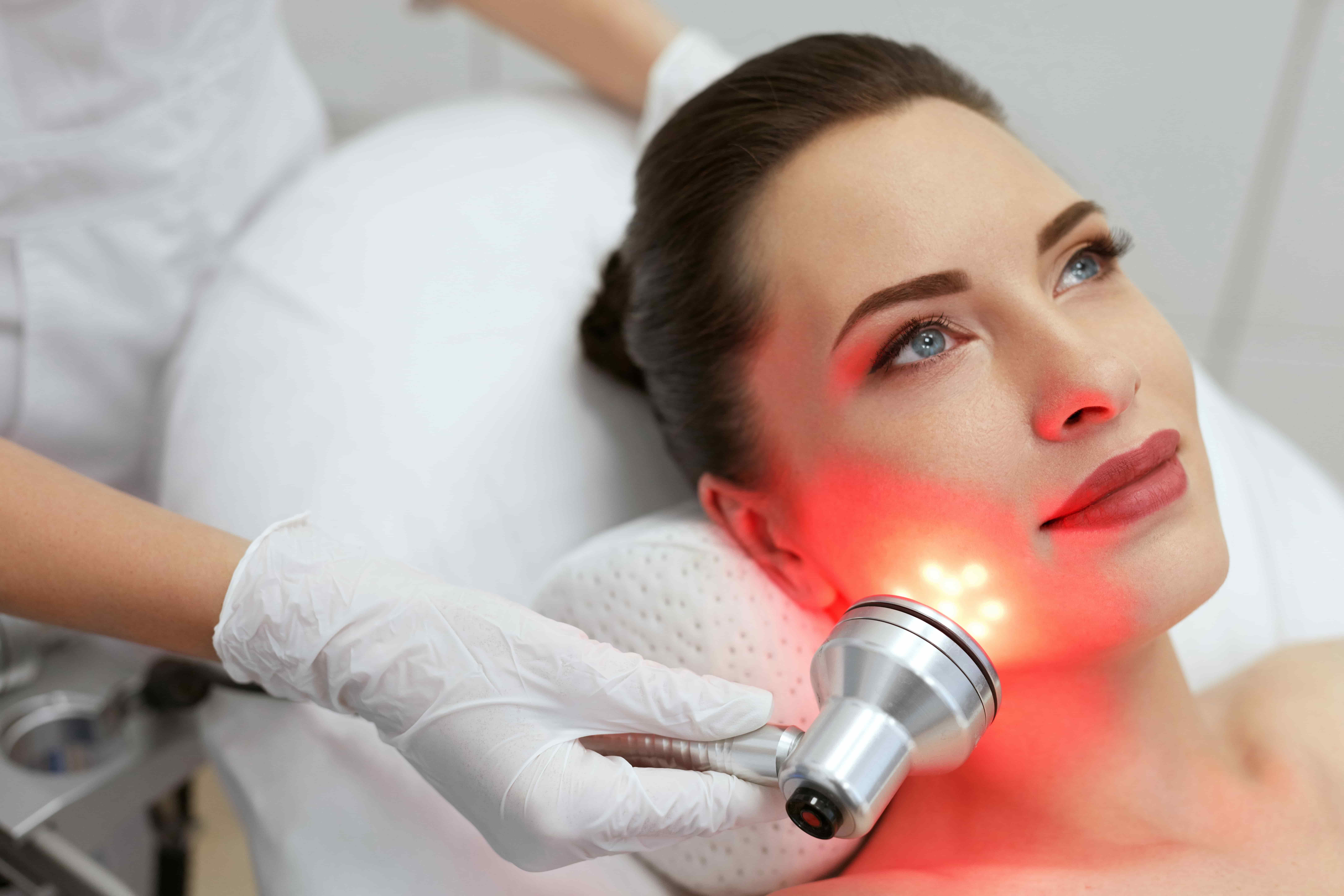 Woman getting LED Light Therapy | Golden Medical Aesthetics in Meridian, ID