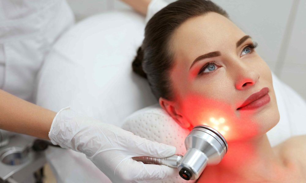 Woman getting LED Light Therapy | Golden Medical Aesthetics in Meridian, ID